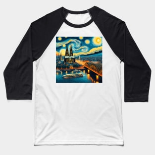 Cologne, Germany, in the style of Vincent van Gogh's Starry Night Baseball T-Shirt